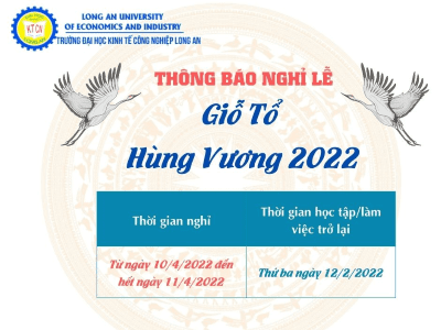 DLA thông báo nghỉ lễ Giỗ tổ Hùng Vương - Lễ 30-4 và 1-5